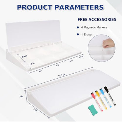 Desktop Glass Whiteboard with Storage, Desk Dry Erase White Board Stand - color: Organizer-all White