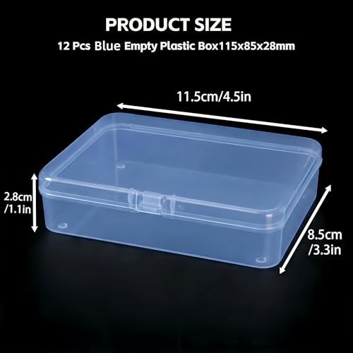 LJY 12 Blue Rectangular Plastic Boxes, 4.5 x 3.3 x 1.1 in for Craft Kits - color: Blue, size: 4.5 x 3.3 x 1.1 inch