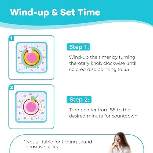 TWENTY5 SEVEN 7.5-Inch Visual Timer, Battery-Free 60-Minute Countdown Clock - color: Macaron Sky Blue