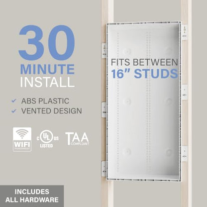 OnQ 30” in Wall Media Box w/Universal Mount Grid & Customizable Knockouts - size: 30 inch