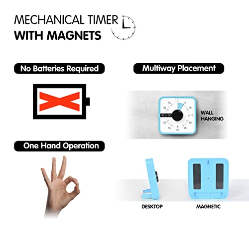TWENTY5 SEVEN 7.5-Inch Visual Timer, Battery-Free 60-Minute Countdown Clock - color: Sky Blue