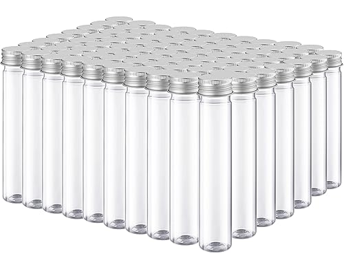 Dandat 80 Pcs Halloween Clear Plastic Test Tubes with Screw Cap 65ml Silver - color: Silver