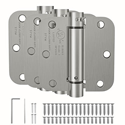HOSOM 3 Pack Self Closing Door Hinges 3.5 Inch Spring Hinge, Brushed Nickel - color: Brushed Nickel-5/8'', size: 3.5" 3 Pack