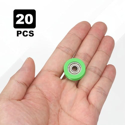 uxcell 20Pcs 605ZZ POM Pulley U-Groove Ball Bearing, 5x21x7mm, Light Green - color: Light Green, size: 5x21x7mm, 605ZZ
