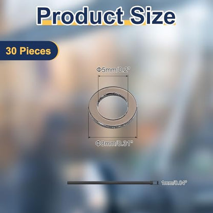 uxcell 30 Pcs M5 PVC Flat Washers 5mm ID 8mm OD 1mm Thick Plain Washer Grommets Plastic Sheet Gasket Fastener Sealing Spacer Gasket Ring Water Hose Washers, Clear Black - size: 5mm x 8mm x 1mm
