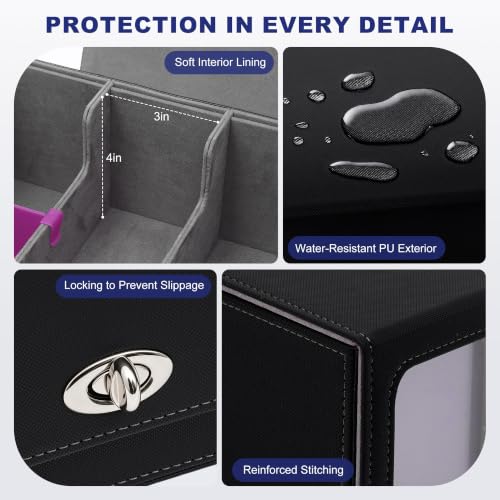 Trading Card Storage Box 5-Row with Side Display Window, Black Gray - color: Black Grey, size: 5 Rows Side window