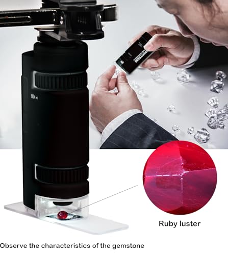 EasyMicro LED Lighted Pocket Microscope 60-120X Magnification Black Color - color: Black