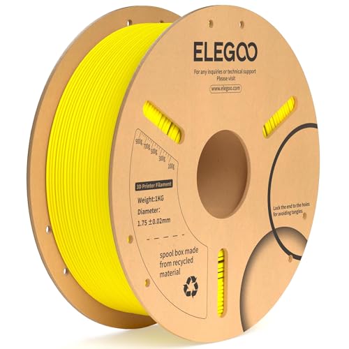 ELEGOO PLA Plus 3D Printer Filament 1.75mm Yellow 1KG, Tougher & Stronger - color: Yellow, size: 1KG