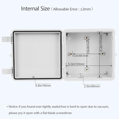 Junction Box, ABS Plastic IP65 Waterproof Dustproof Universal Electrical Enclosure Hinged Shell Outdoor and Indoor Usage Project Box, 5.9"x 5.9"x 3.5"(150x150x90mm), 2 Pack - size: 5.9" x 5.9"x 3.5" (2pc)