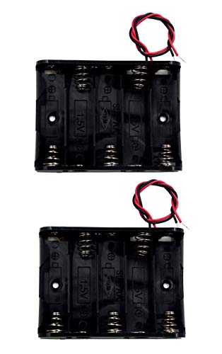 (Pack of 2 5 AA Battery Holder with Leads, 5 AA Battery Holder with Wires