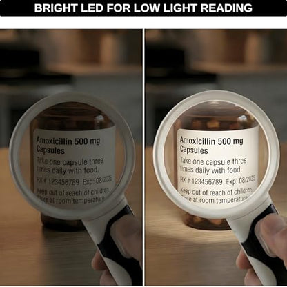 Lighted Magnifying Glass with 3 Interchangeable Lenses (2.5X, 6X, 16X) – Dual LED Handheld Magnifier for Reading Small Print, Books, Coins & Inspection – Ideal for Seniors & Low Vision - style: Interchangeable