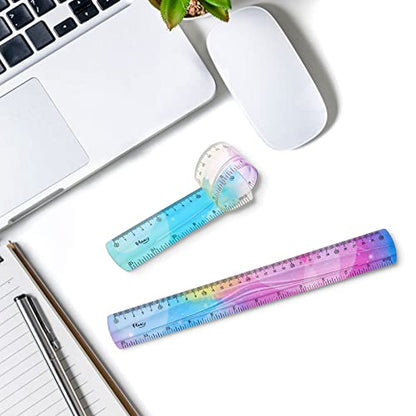 Grevosea 2-Piece Flexible Ruler, 30cm/12inch Plastic Straight Edge Ruler, Soft Bendable for School, Classroom, Office, Kids & Adults - size: 12inch