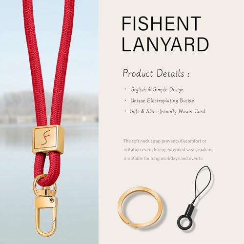 Fishent Lanyard, Cute Neck Lanyards for Keys ID Badges Holder, Keychain Key Teacher Lanyard with Safety Breakaway Buckle for Women Men, Red - color: Red