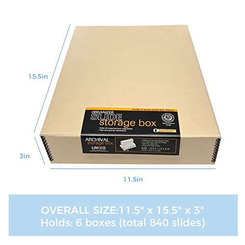 Lineco, Archival Slide Storage Box 15.5"x11.5"x3", with 6 Inner Cases, Tan - size: 1 Pack