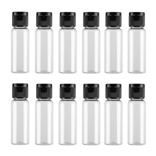 12 Pack Plastic Travel Bottle with Flip Lid Empty Container Jar for Sample Emollient Shower Gel Emulsion Cosmetic Water size 20ML/0.7OZ - size: 20 mL