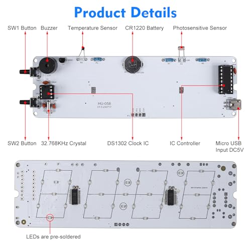 MiOYOOW RGB Digital Clock Soldering Kit, STEM Electronics Project for Teens - color: Colorful 4 Digit Clock Kit