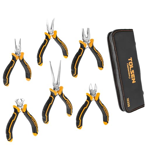 TOLSEN 6-Piece Mini Pliers Set, Small Needle Nose Pliers Set with Pouch