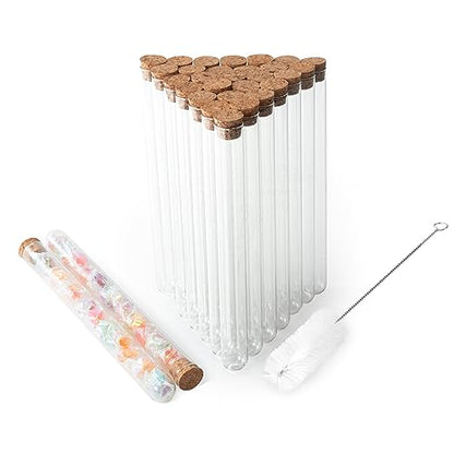 30pcs 45ml Glass Test Tubes 20 x 200mm with Cork Stoppers and Brush for Scientific Experiments and Plant Propagation Test Tubes - size: 20x200mm/45ml 30pcs