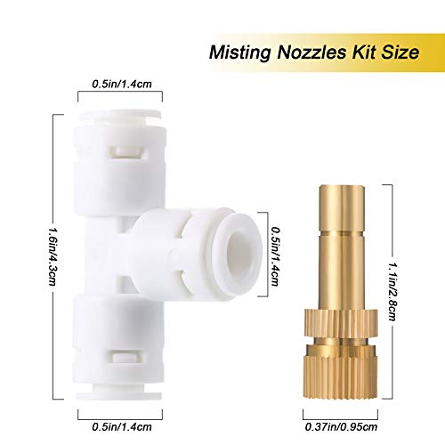 Honoson 32 Pieces 1/4" Brass Misting Nozzles Kit with 0.03 cm Orifice Thread Gold Nozzles for Patio Misting System Outdoor Cooling System Garden Water Mister