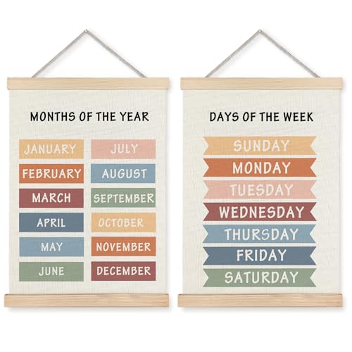 Supwhd Days of the Week Posters for Classroom, Learning Wall Decor for Nursery Kids Room Playroom Preschool, Poster Hanger Frame, 12x16 Inches - color: Days of the Week, size: 12 x 16 inches
