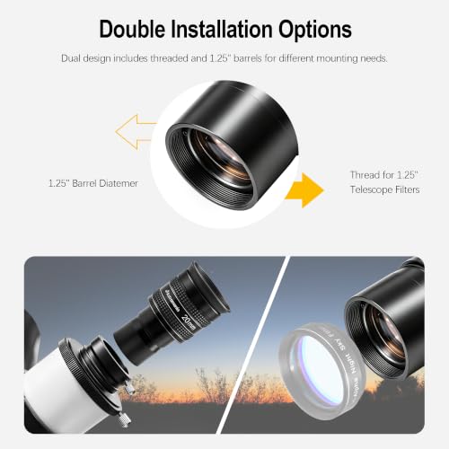 Astromania Telescope Eyepiece 20mm, Wide Angle 58° Planetary Eyepiece 1.25" - size: 20MM