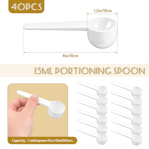 Twdrer 40-Piece 15ml Measuring Spoons, Long Handle, Disposable Plastic