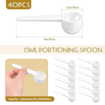 Twdrer 40-Piece 15ml Measuring Spoons, Long Handle, Disposable Plastic