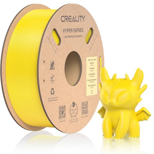 Official CREALITY Hyper PLA Filament 1.75mm, High Speed 30-600mm/s Rapid 3D Printer Filament PLA, Dimensional Accuracy +/-0.02mm, Stronger Toughness, Fit Most FDM 3D Printers，1KG(2.2lbs) Spool Yellow - color: Yellow