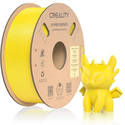 Official CREALITY Hyper PLA Filament 1.75mm, High Speed 30-600mm/s Rapid 3D Printer Filament PLA, Dimensional Accuracy +/-0.02mm, Stronger Toughness, Fit Most FDM 3D Printers，1KG(2.2lbs) Spool Yellow - color: Yellow