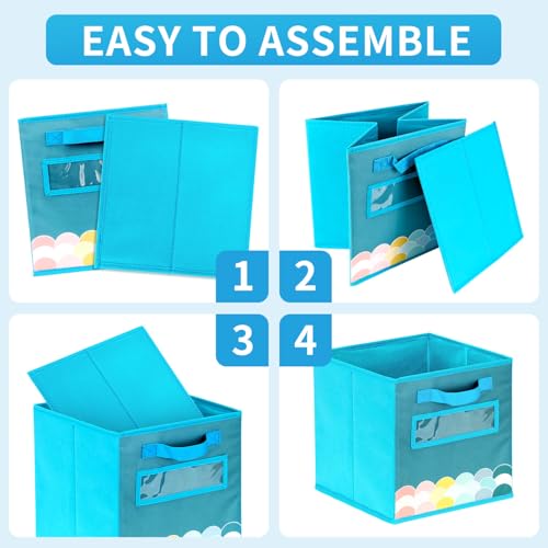 ABCKEY 11 Inch Cube Storage Bins 3 Pack with Handle and Label Window - color: 3PCS