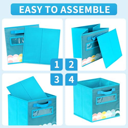 ABCKEY 11 Inch Cube Storage Bins 3 Pack with Handle and Label Window - color: 3PCS