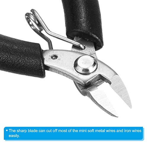 PATIKIL Cutting Plier, Mini Wire Cutter Flush Cutter Side Cutter Nipper Wire Snip with Spring for Soft Electronic Cable, Black