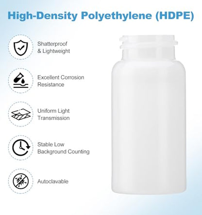 FOUR E'S SCIENTIFIC 20mL HDPE Scintillation Vial, 22-400 Screw Cap