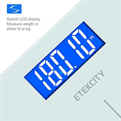 Etekcity Digital Electric Bathroom Scale for Body Weight, 400 lbs, White - color: White, size: 11.8 x 11.8 inches