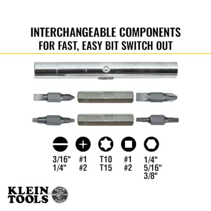 Klein Tools 80027 Screwdriver Set, 11-in-1 Multi-bit Screwdriver, 6-in-1 Stubby, Phillips, Slotted, Square, Torx Bits, 2-Piece - style: Screwdriver Kit