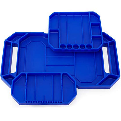 3pcs Large Non-Slip Flexible Silicone Tool Tray, Mechanic Tool Mat, Tool Organizer, Tool Storage, Tool Holder, Grip Mats, No Magnets, Christmas Day Gift for Men, Father’s Day Gift - color: Blue