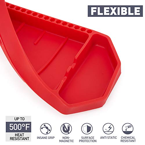 3pcs Large Non-Slip Flexible Silicone Tool Tray, Mechanic Tool Mat, Tool Organizer, Tool Storage, Tool Holder, Grip Mats, No Magnets, Christmas Day Gift for Men, Father’s Day Gift - color: Red