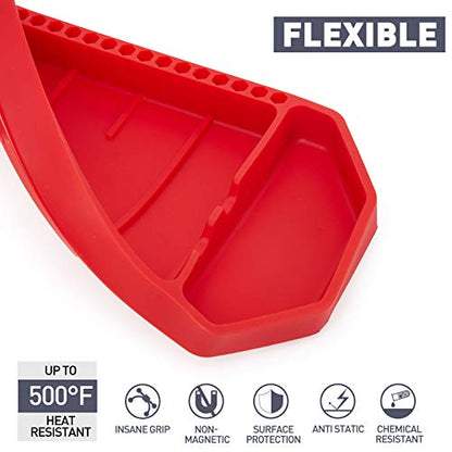 3pcs Large Non-Slip Flexible Silicone Tool Tray, Mechanic Tool Mat, Tool Organizer, Tool Storage, Tool Holder, Grip Mats, No Magnets, Christmas Day Gift for Men, Father’s Day Gift - color: Red