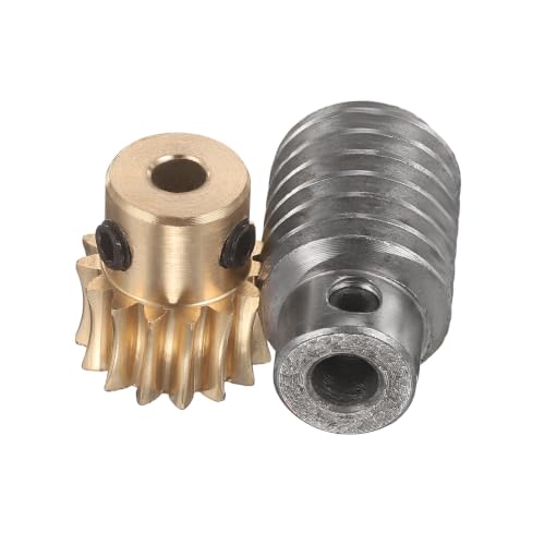 uxcell Worm Gear Set 15T 1 Module 15:1 Reduction Rate, 5mm/6mm Bore - size: 5mm/6mm Bore (1Mod 15T)