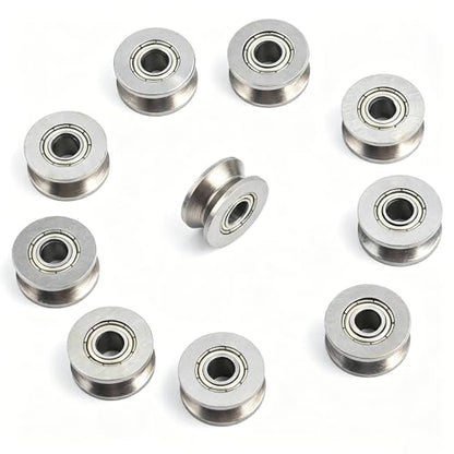 Stainless V Bearing Grooved Mini Pulley Wheels Rollerball Pulley for Rail Track Linear Motion System 4x13x6mm 10pcs