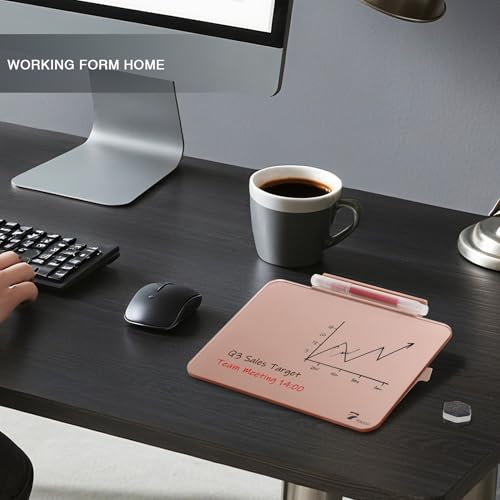 Rose Gold Mini Desktop Pure Glass Whiteboard, Small Glass Dry-Erase Stand - color: Rose Gold