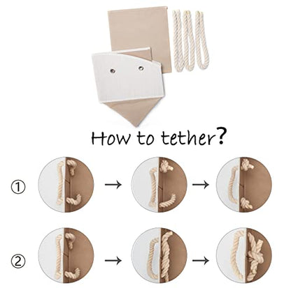 Geyecete Large Dog Toys Storage Bins-Foldable Fabric Trapezoid Organizer Boxes with Weave Rope Handle,Collapsible Basket for Shelves,Dog Apparel(Beige-Dog) - color: Beige