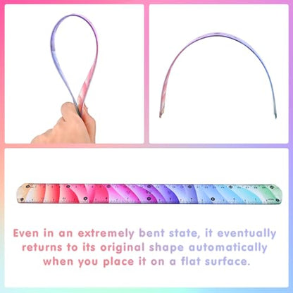 4 Pcs Flexible Rulers Set, Geometry Kit, Bendable Rulers (12 Inch)