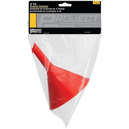 Performance Tool 1144 4-Piece Chemical-Resistant Plastic Funnel Set - size: Funnel Set (4pc)