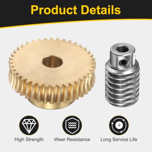 uxcell Worm Gear Set 40T 1 Module 40:1 Reduction Rate, 12mm/6mm Bore - size: 12mm/6mm Bore (1Mod 40T)