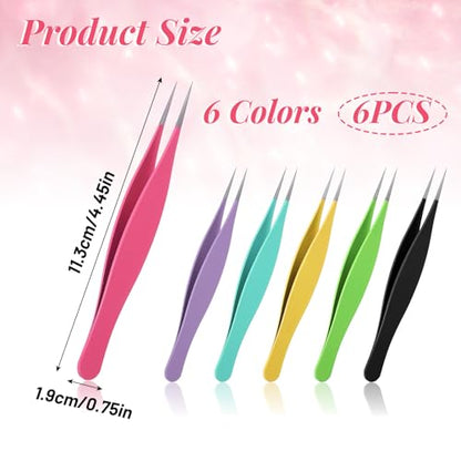 Nogeqi 6 Pcs Pointy Tweezers Pointed Tweezers Needle Nose Precision Fine Point Tweezer Pointed Tip Stainless Steel Ingrown Hair Tweezer For Nose Face Hair Eyebrow Blackhead Remover Women