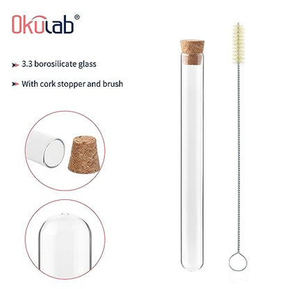 Clear Glass Test Tubes 50PCS, 16x150mm (20ml) Glass Test Tube with Cap and Brush for Scientific Plants, TTGS02A50 - style: 50PCS of 16x150mm (20ml)
