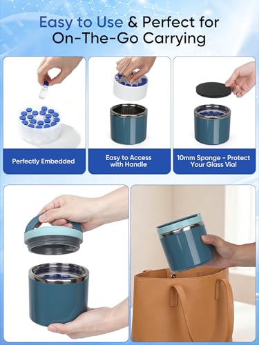 3ml Vial Storage Case with Jar, Hold 28 Vials, Perfect for Diabetics, Blue - color: 28slots Blue Jar