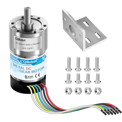CQRobot 30:1 Metal DC Gearmotor 37Dx67.6L mm 6V/12V with 64 CPR Encoder - size: 30:1, style: 6V/12V
