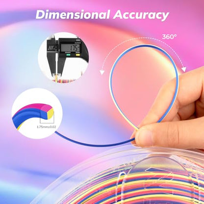 AMOLEN Silk PLA 3D Printer Filament, Shiny Multicolor Rainbow PLA Filament 1.75mm, Fast Color Change PLA 3D Printing Filament for Most FDM 3D Printer, 1kg (2.2lbs), Blue Pink Gold - color: Blue/Pink/Gold